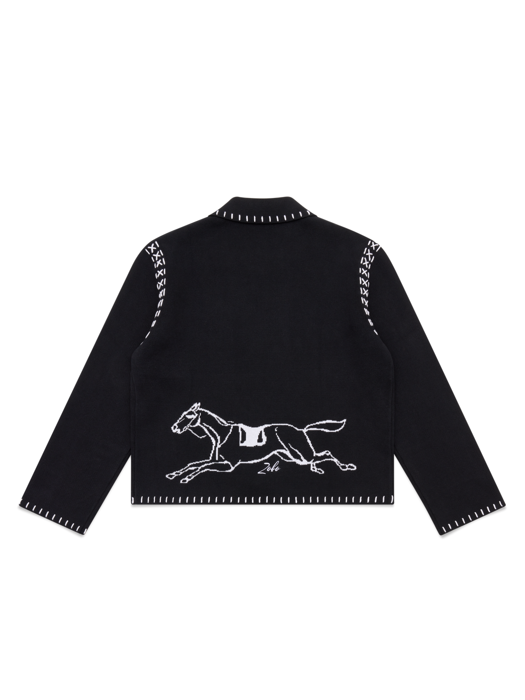 Hand Embroidery Knit Jacket - Deep Black