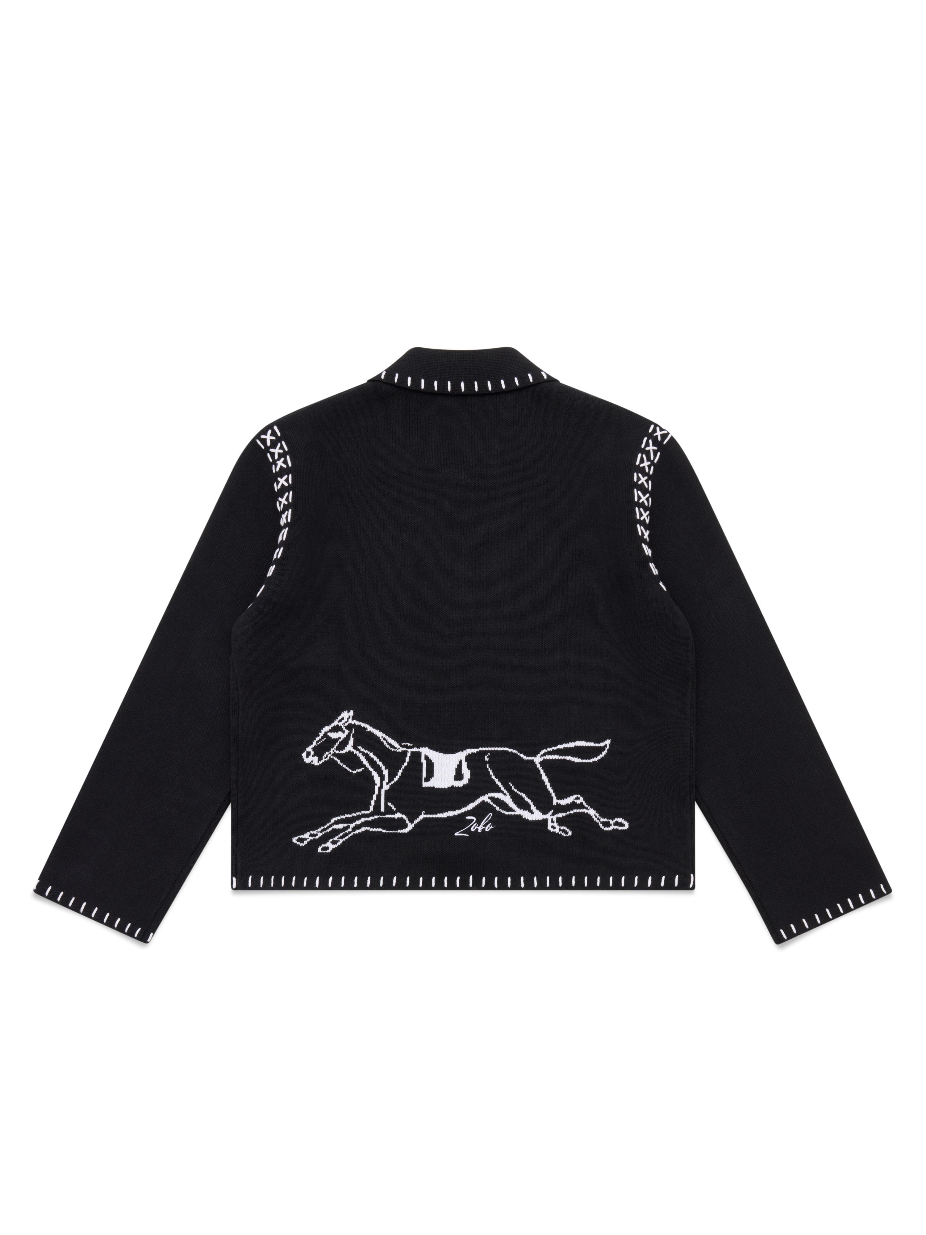 Hand Embroidery Knit Jacket - Deep Black