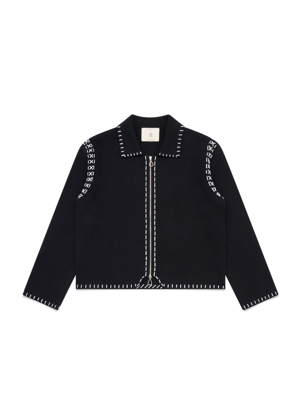 Hand Embroidery Knit Jacket - Deep Black
