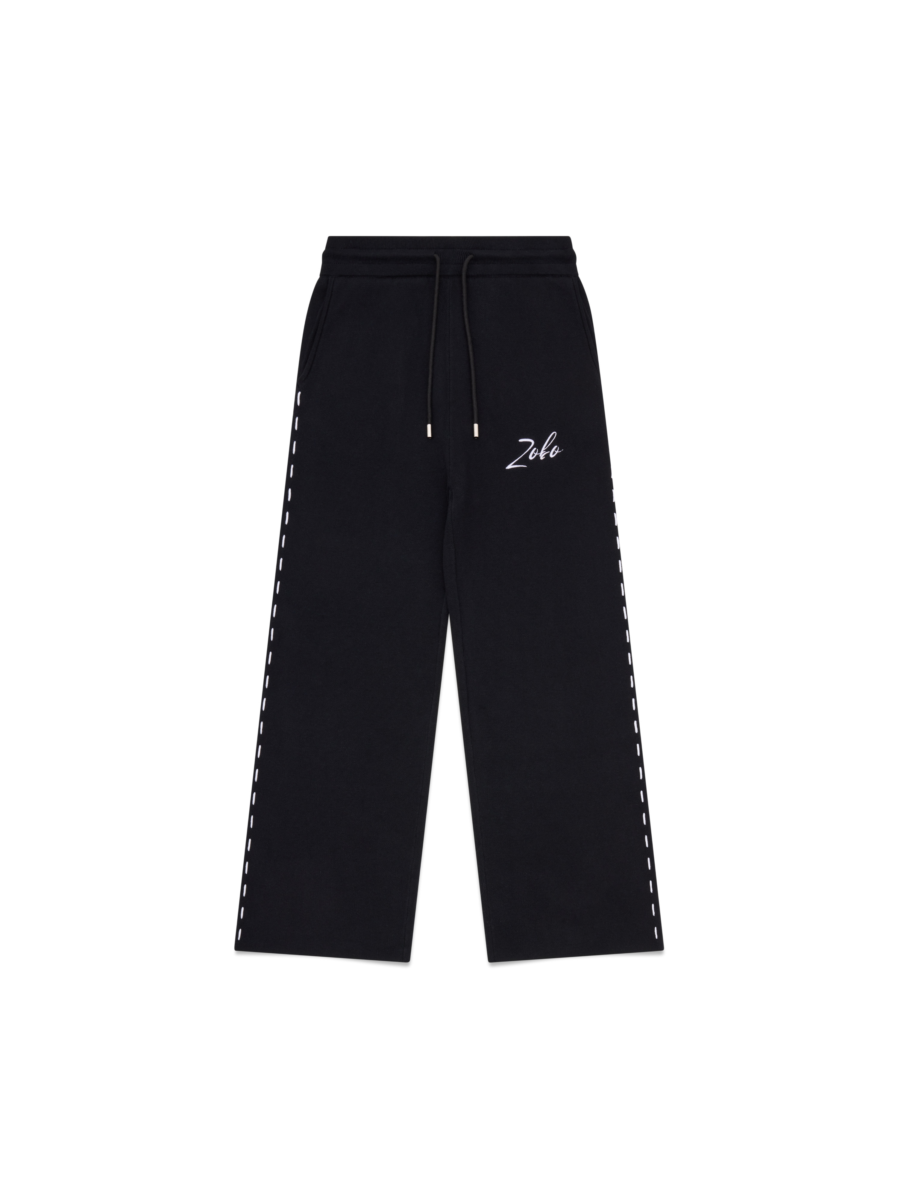 Hand Embroidery Knit Trouser - Deep Black